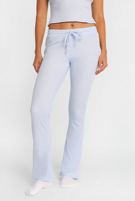 Pantalon pyjama à jambe semi-évasée en tricot gaufré