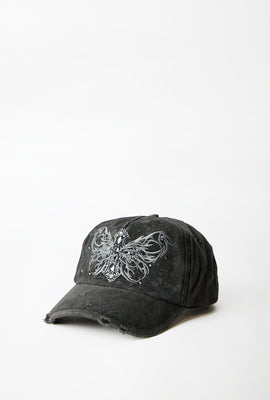 Casquette papillon brodé et croix cloutée