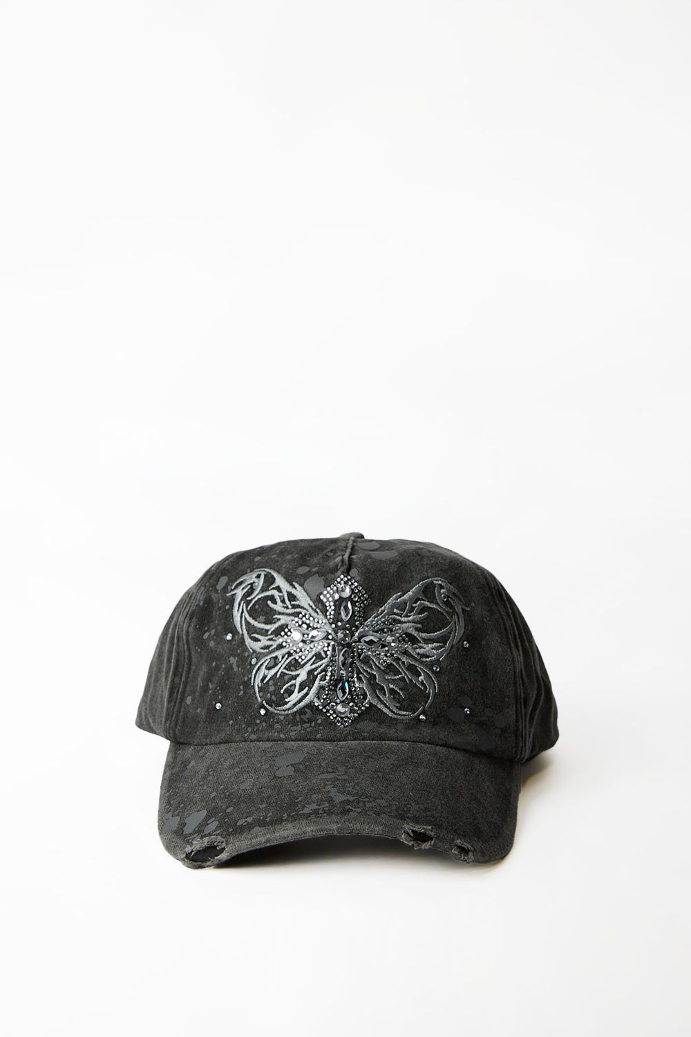 Casquette papillon brodé et croix cloutée Casquette papillon brodé et croix cloutée