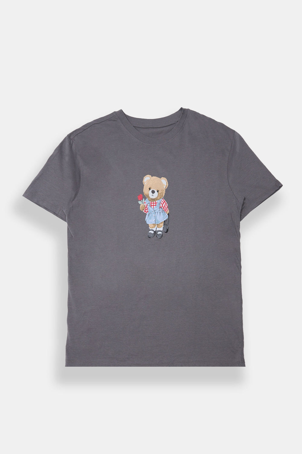 T-shirt coupe boyfriend imprimé ourson avec rose T-shirt coupe boyfriend imprimé ourson avec rose