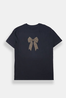 T-shirt coupe boyfriend imprimé noeud léopard