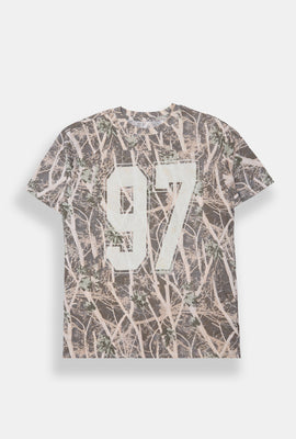 T-shirt coupe boyfriend imprimé camouflage arbres 97