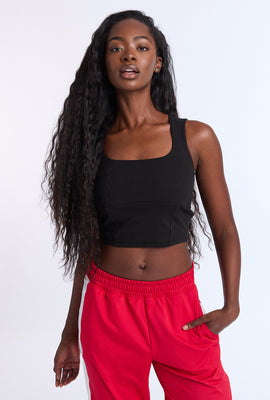 Camisole corset à encolure carrée en tricot côtelé