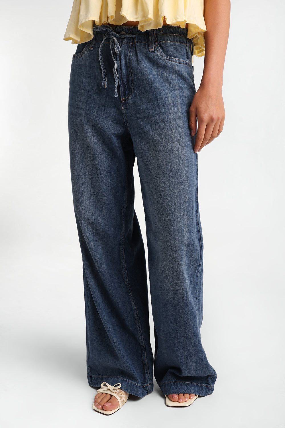 Low Rise Ultra Wide Leg Drawstring Jeans Low Rise Ultra Wide Leg Drawstring Jeans