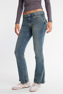 Low Rise Embroidered Pocket Bootcut Jeans