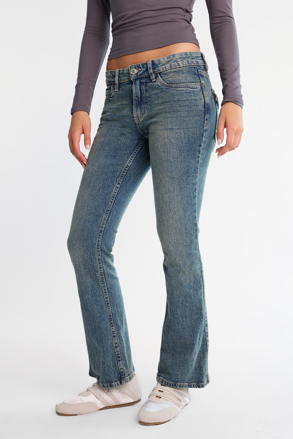 Low Rise Embroidered Pocket Bootcut Jeans Low Rise Embroidered Pocket Bootcut Jeans