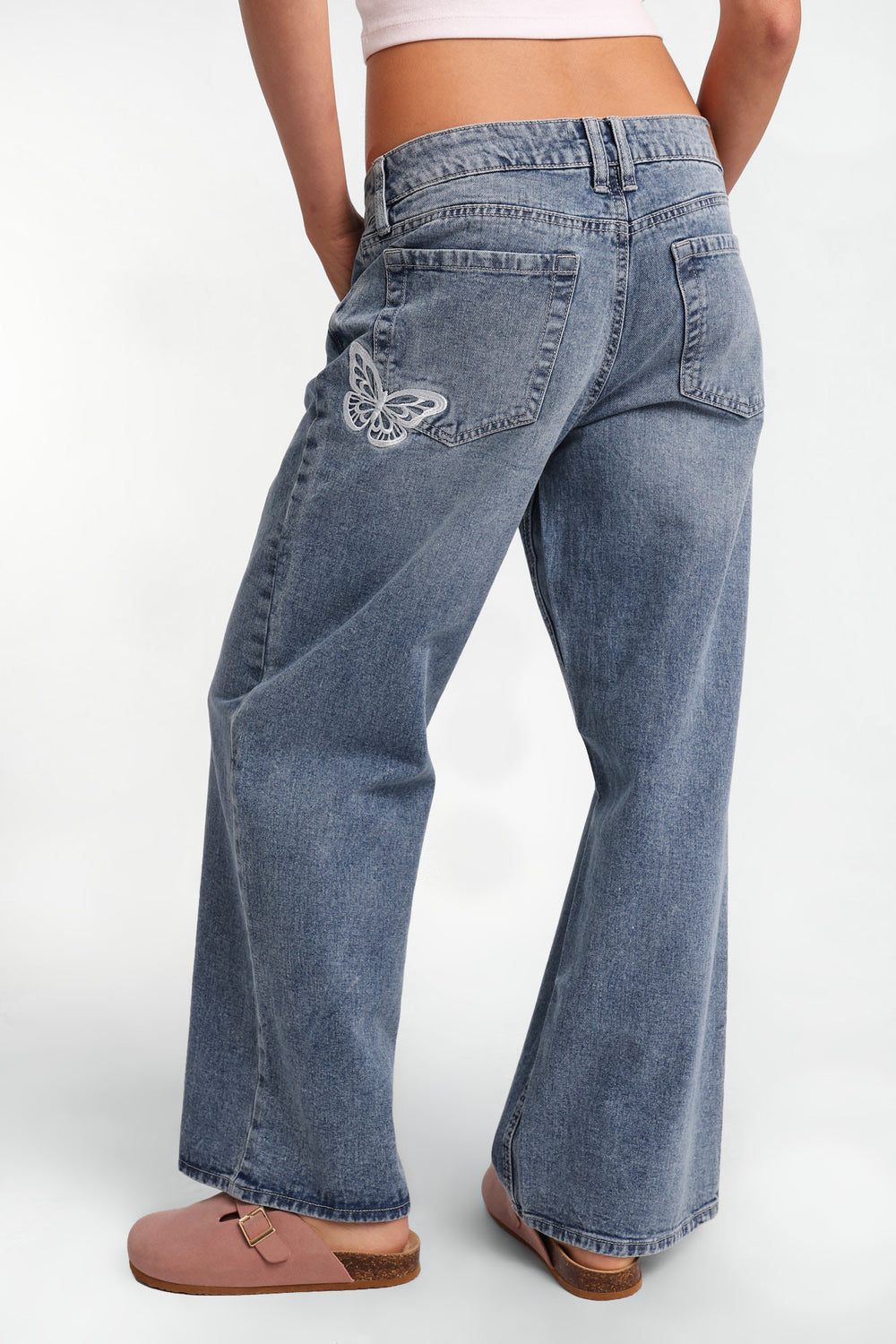 Chloe Butterfly Embroidered Low Rise Baggy Jeans Chloe Butterfly Embroidered Low Rise Baggy Jeans