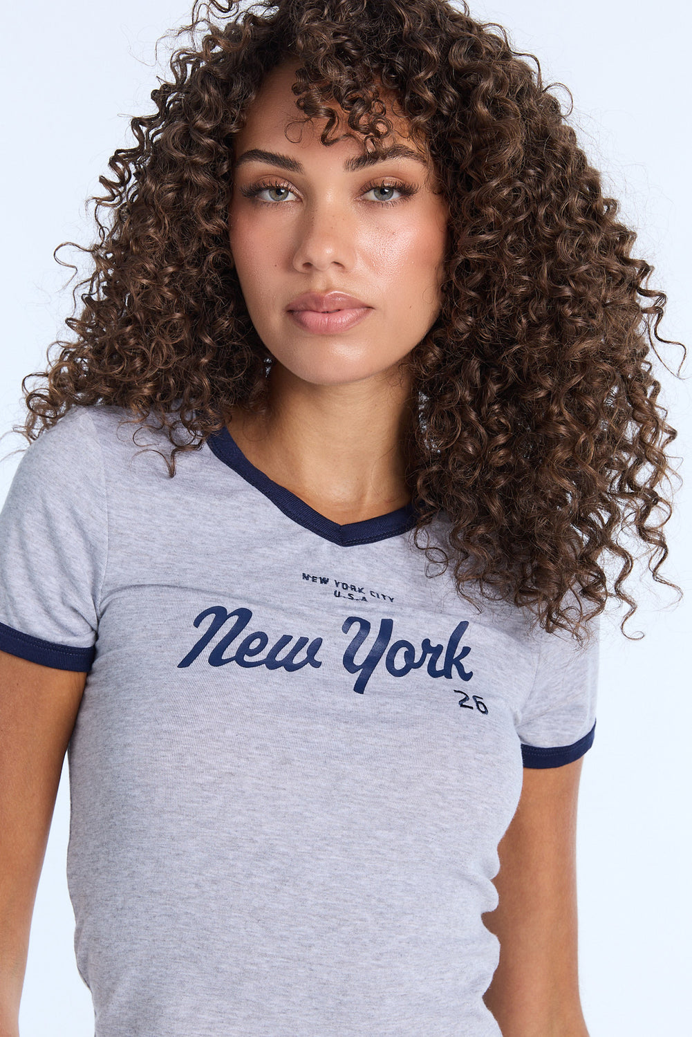 Short Sleeve V-Neck Baby Tee Short Sleeve V-Neck Baby Tee