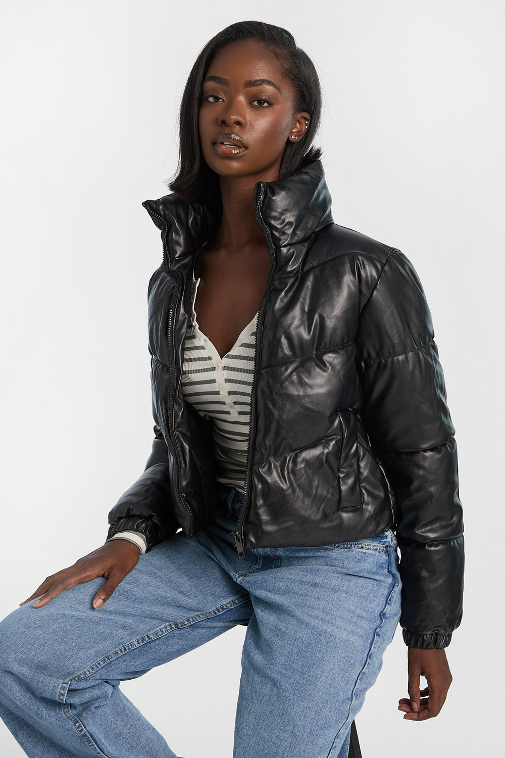 Mock Neck Cropped Puffer Jacket Mock Neck Cropped Puffer Jacket