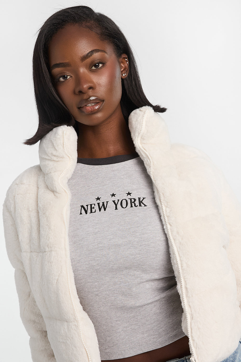 Mock Neck Cropped Puffer Jacket Mock Neck Cropped Puffer Jacket