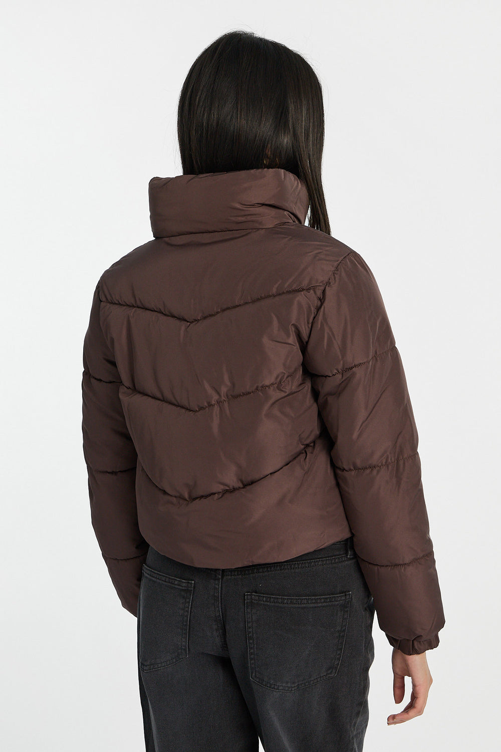 Veste courte matelassé à col montant Veste courte matelassé à col montant