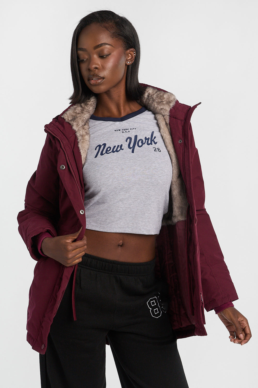 Faux-Fur Lined Hooded Parka Faux-Fur Lined Hooded Parka