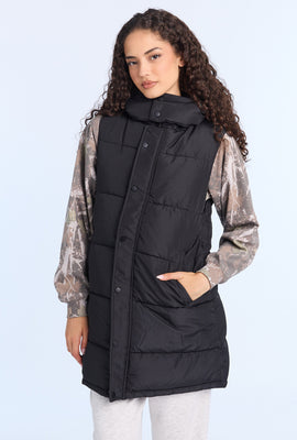 Gilet matelassée longue à capuche