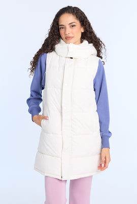 Gilet matelassé long à capuche
