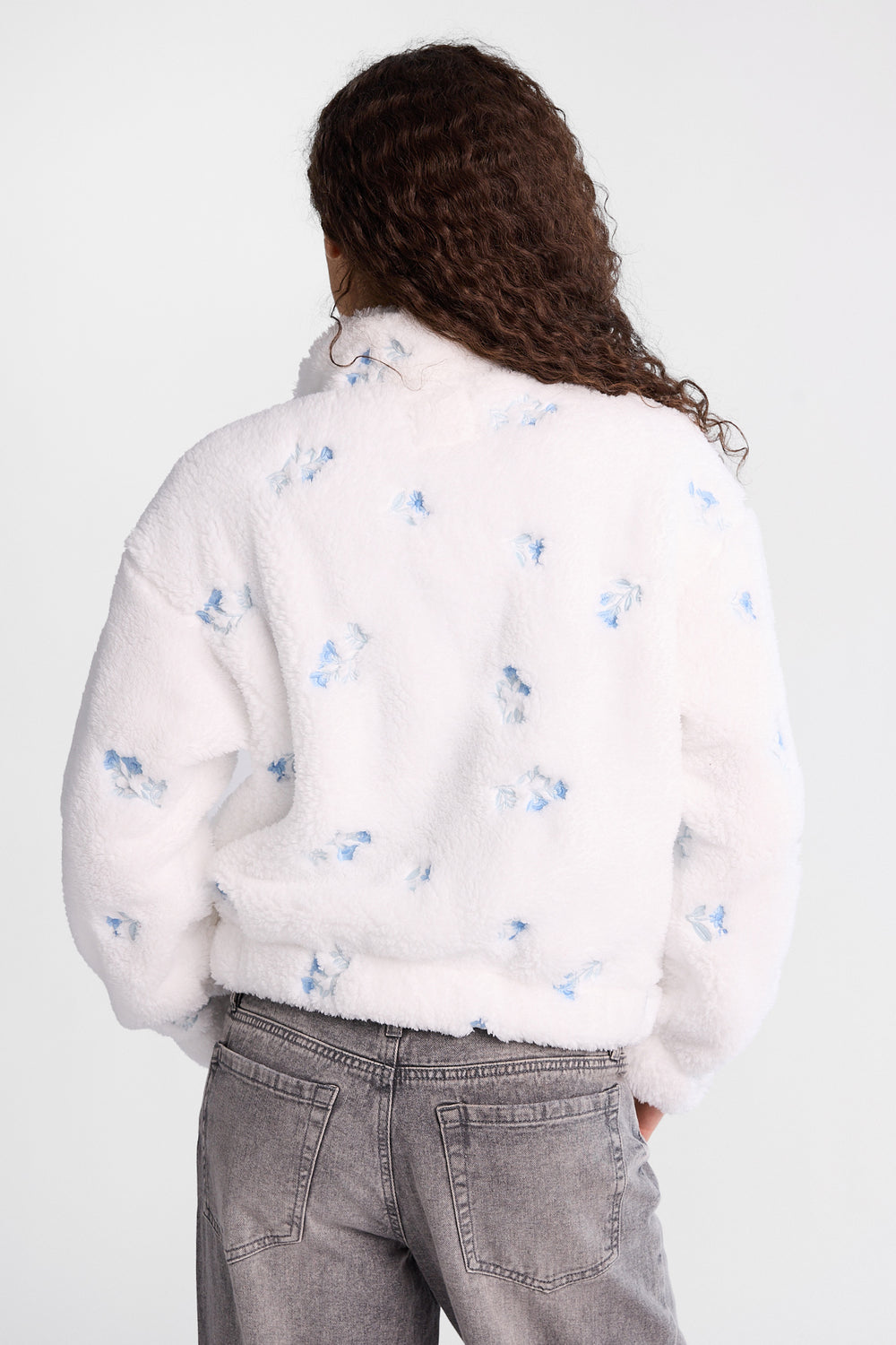 Embroidered Sherpa Zip-Up Jacket Embroidered Sherpa Zip-Up Jacket