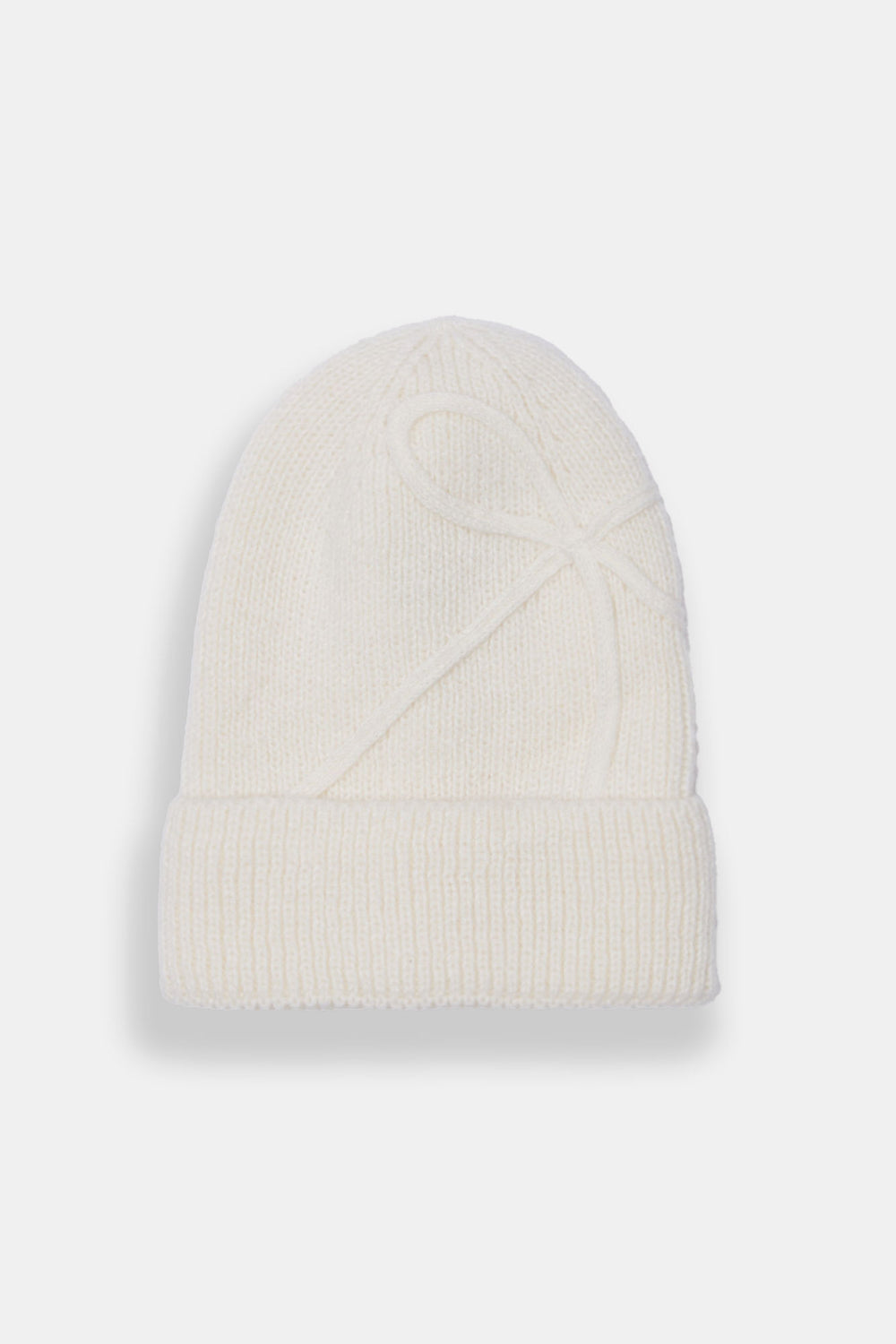 Tuque en tricot côtelé avec noeud appliqué Tuque en tricot côtelé avec noeud appliqué