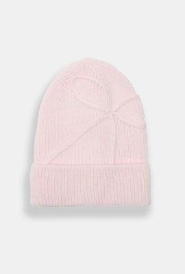 Tuque en tricot côtelé avec noeud appliqué