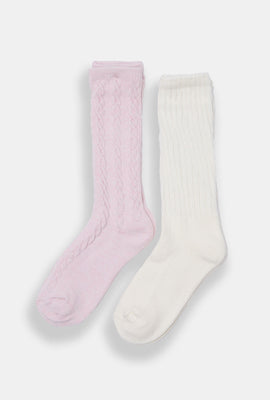 Paquet de 2 chaussettes en tricot torsadé côtelé