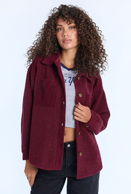 Veste-chemise boutonnée en sherpa