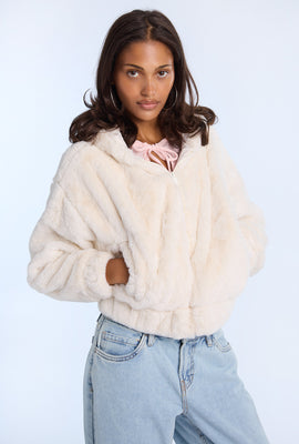 Faux Fur Zip-Up Hoodie