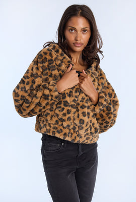 Faux Fur Zip-Up Hoodie