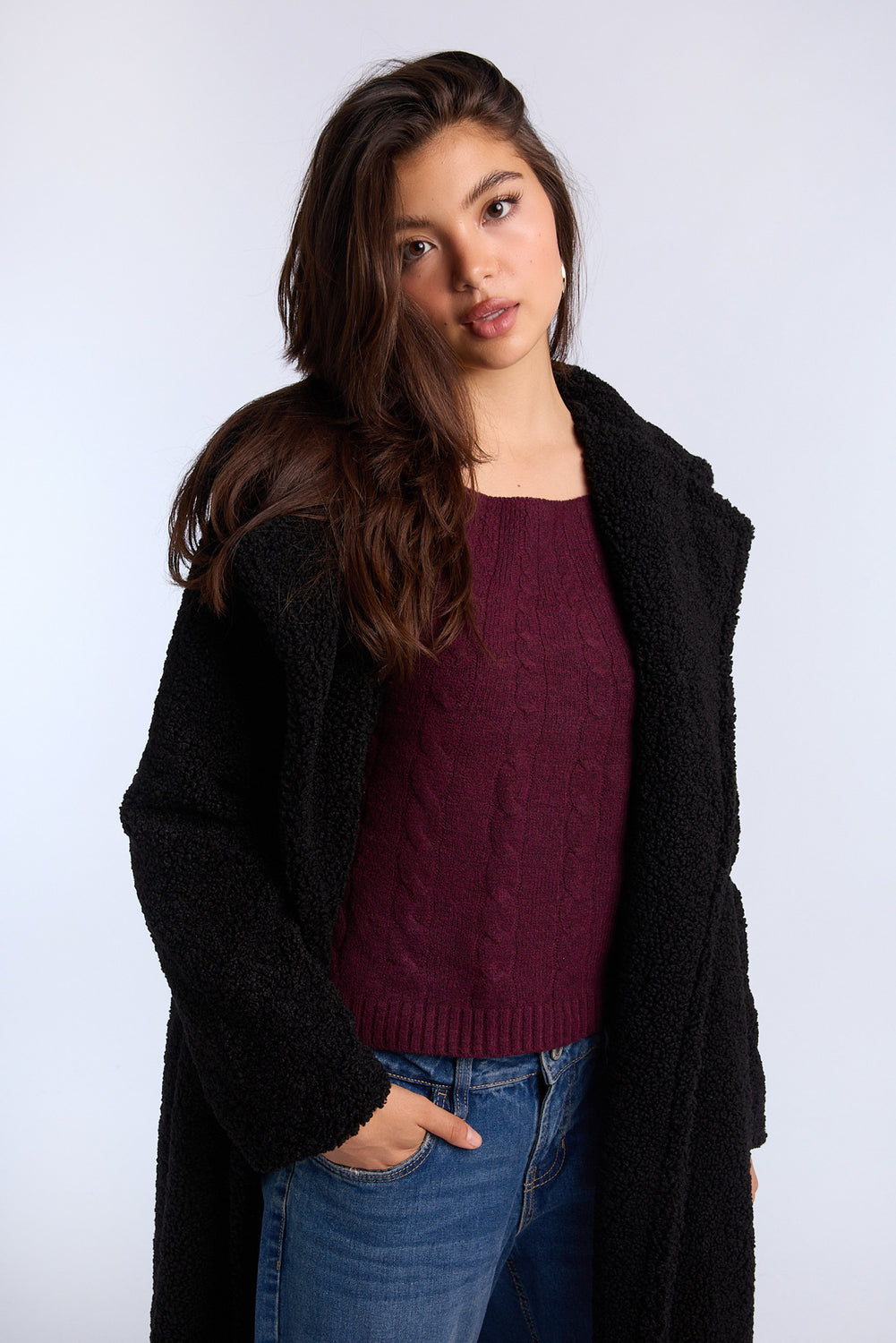 Manteau long en bouclé Manteau long en bouclé