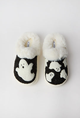 Ghost Faux-Shearling Plush Slippers