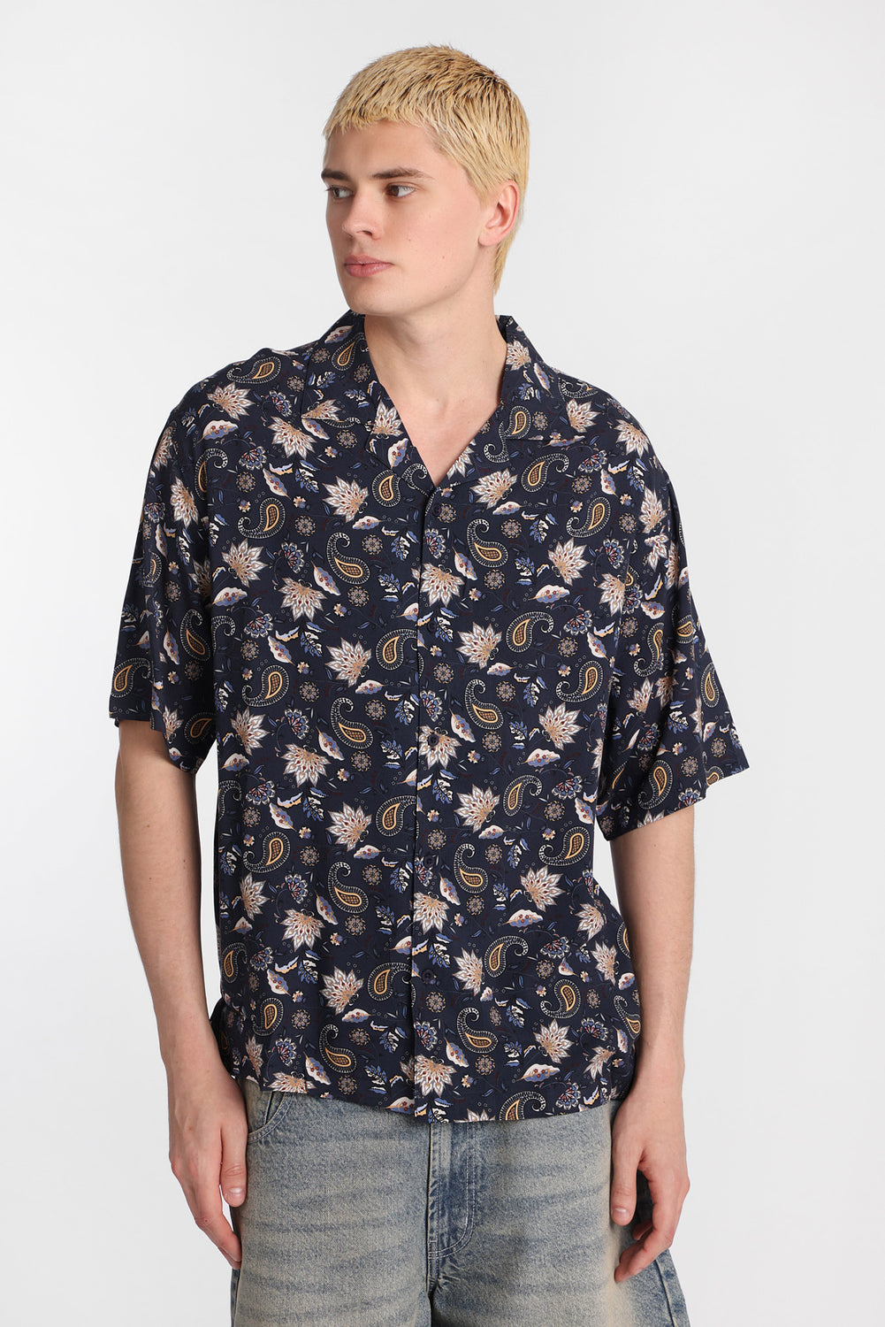 Paisley Print Short Sleeve Button-Up Shirt Paisley Print Short Sleeve Button-Up Shirt
