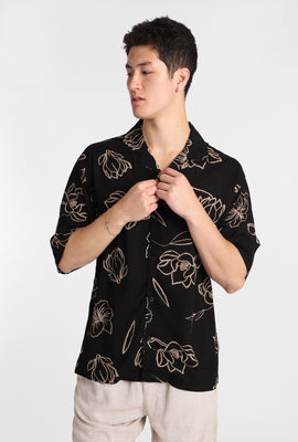 Floral Print Short Sleeve Button-Up Shirt