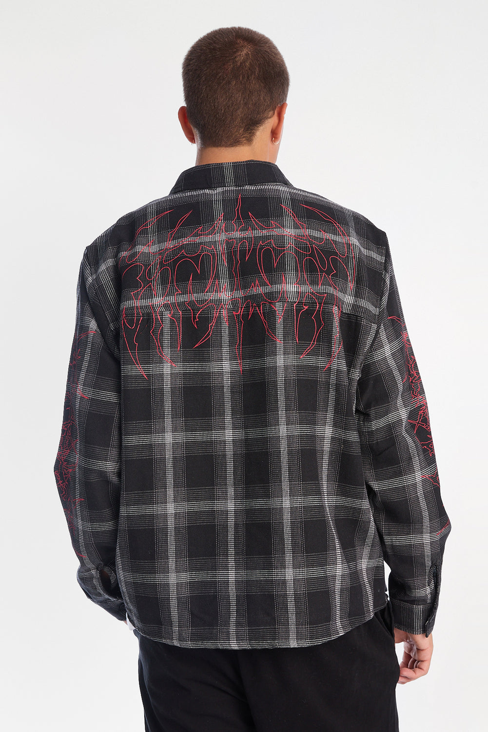 Graphic Plaid Button-Up Boxy Shirt Graphic Plaid Button-Up Boxy Shirt