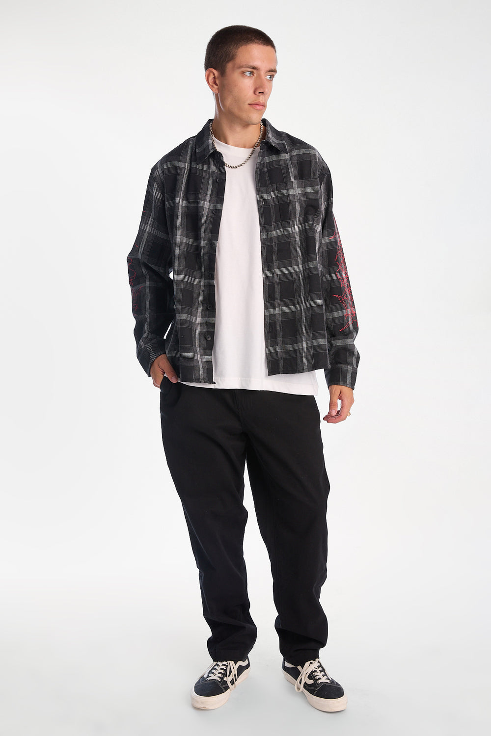 Graphic Plaid Button-Up Boxy Shirt Graphic Plaid Button-Up Boxy Shirt