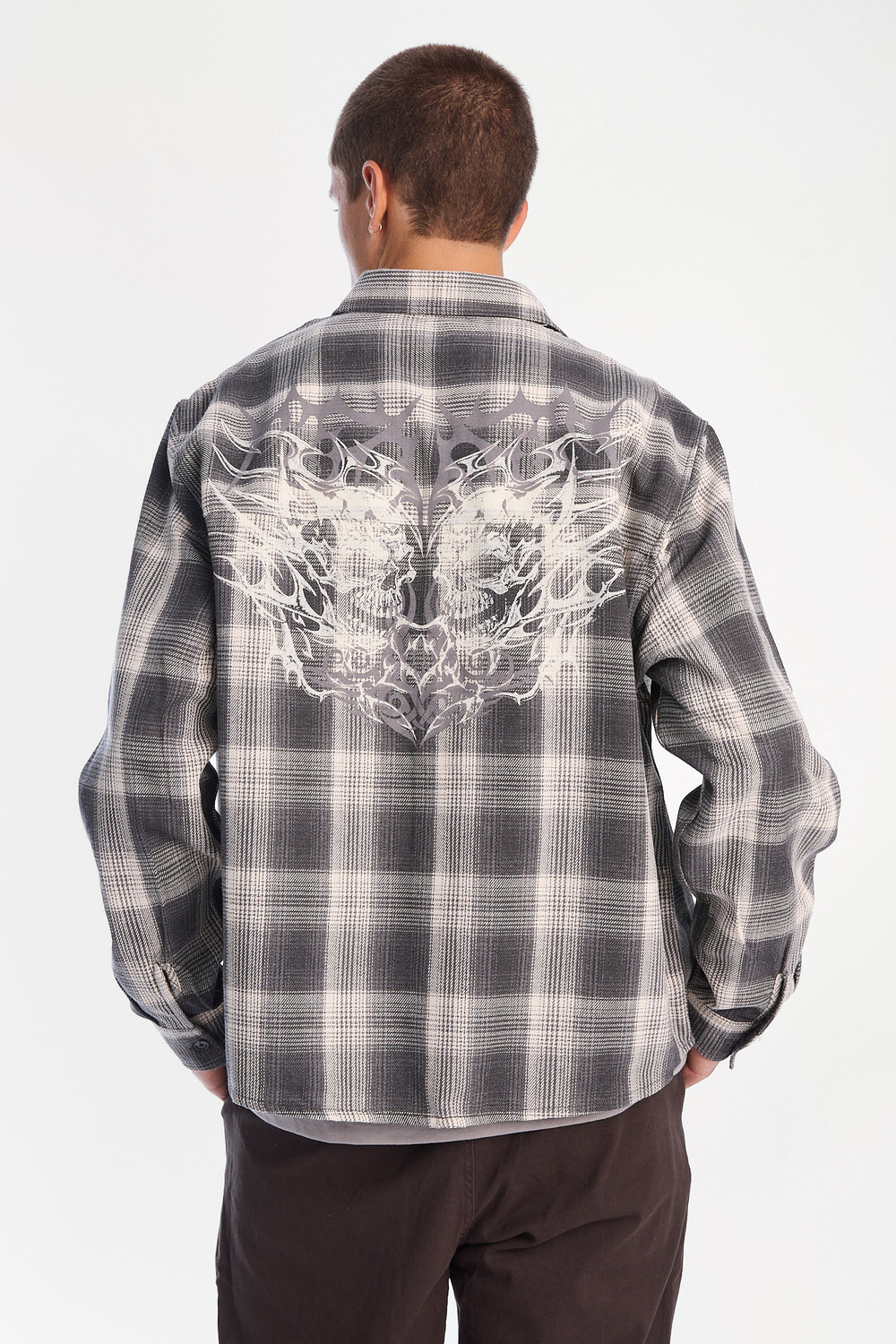 Graphic Plaid Button-Up Boxy Shirt Graphic Plaid Button-Up Boxy Shirt