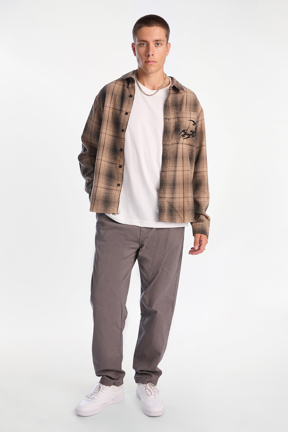 Graphic Plaid Button-Up Boxy Shirt Graphic Plaid Button-Up Boxy Shirt