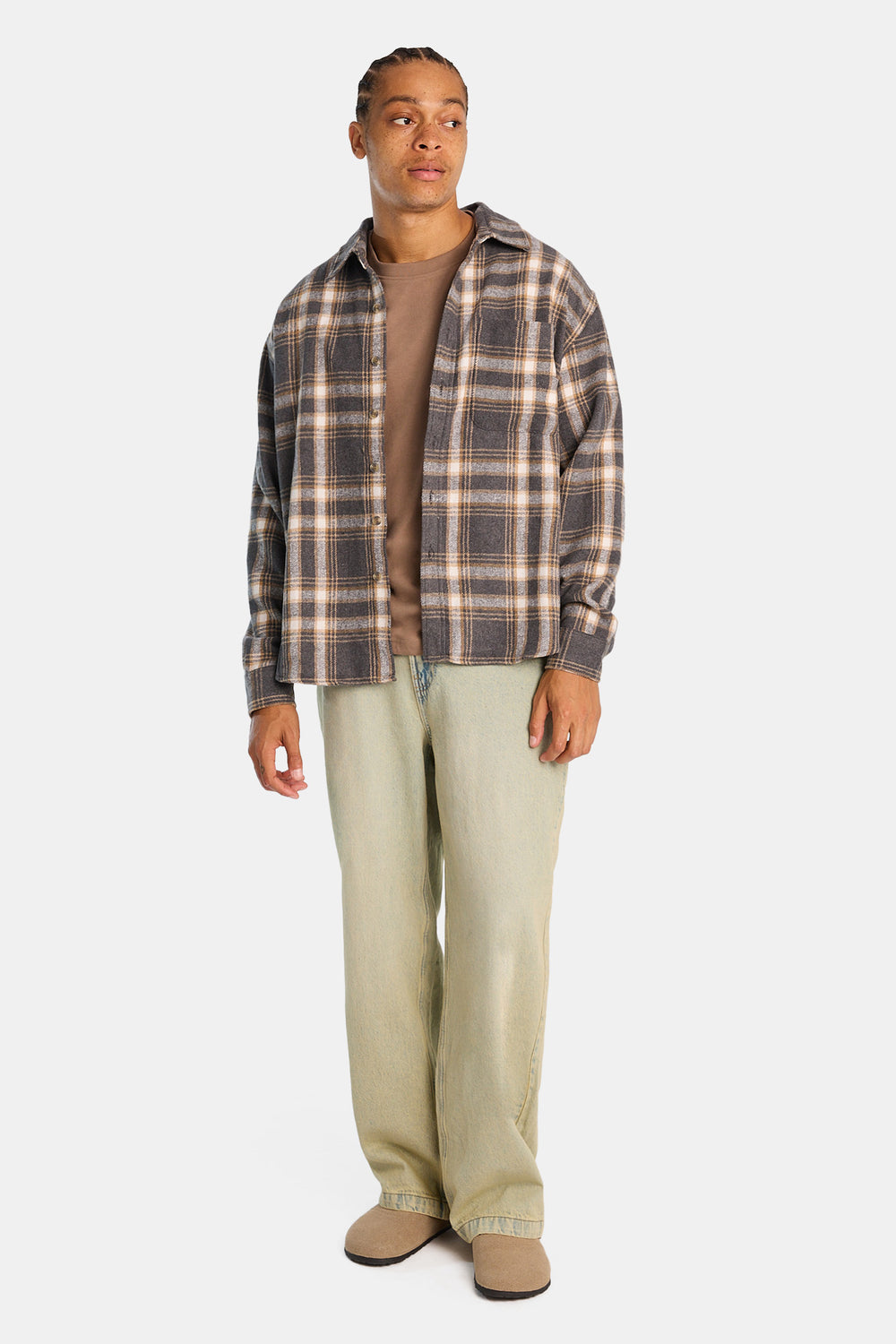 Chemise décontractée à carreaux boutonnée Chemise décontractée à carreaux boutonnée