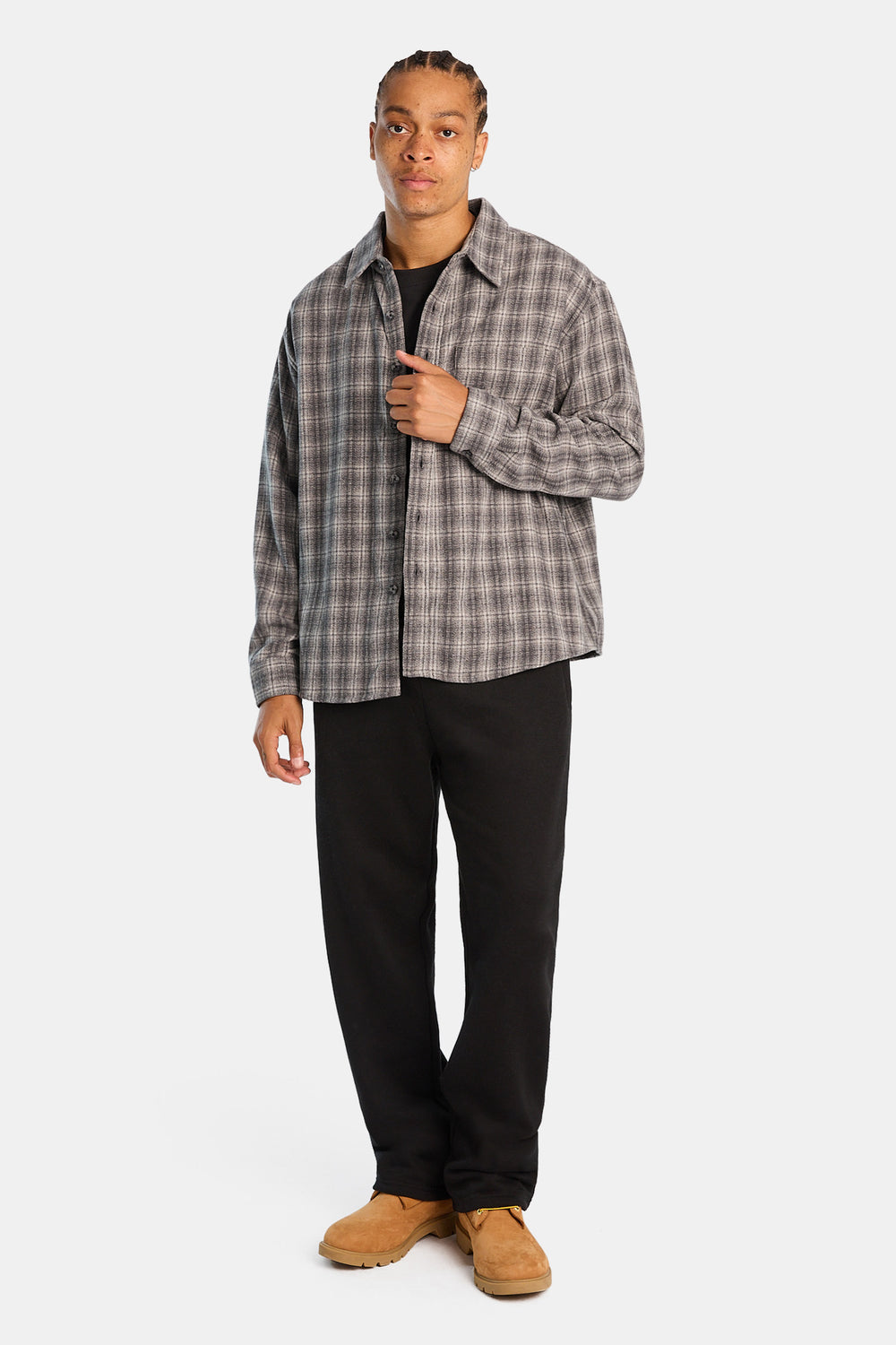 Chemise décontractée à carreaux boutonnée Chemise décontractée à carreaux boutonnée
