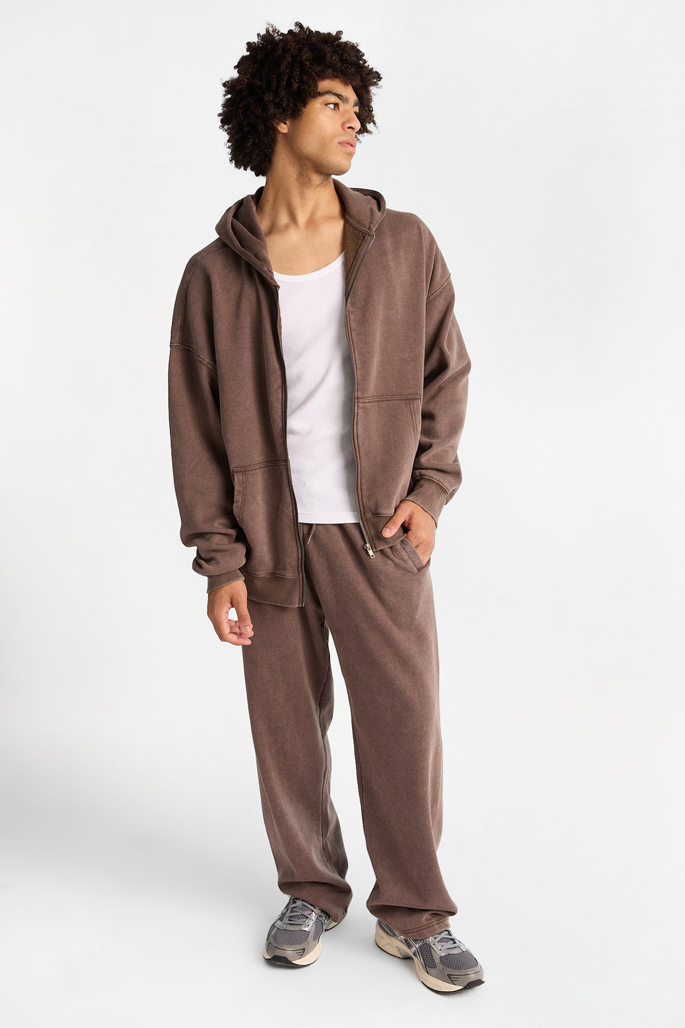 North Western Washed Zip-Up Boxy Hoodie North Western Washed Zip-Up Boxy Hoodie