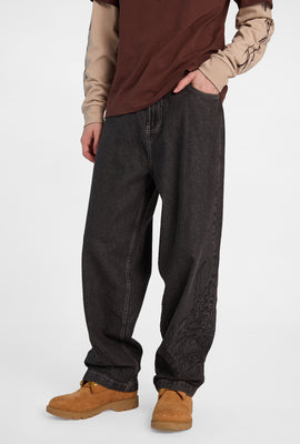 Flames Embroidered Skater Jeans