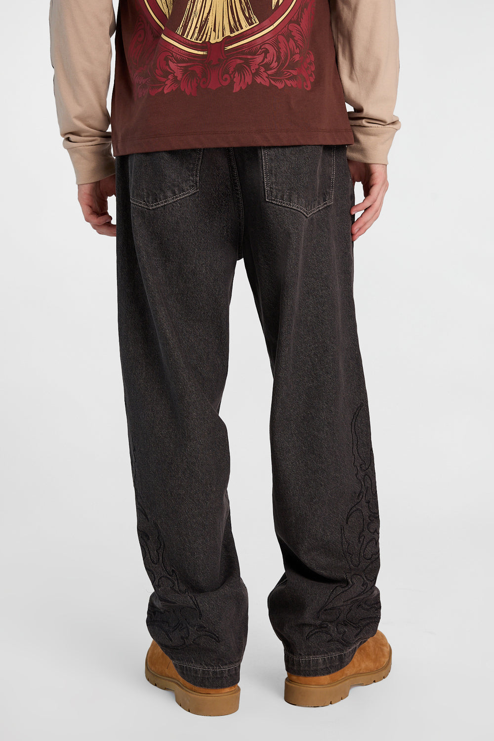 Flames Embroidered Skater Jeans Flames Embroidered Skater Jeans