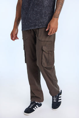 Pantalon cargo en sergé coupe ample homme