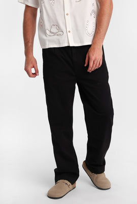 Pantalon ample en sergé plissé