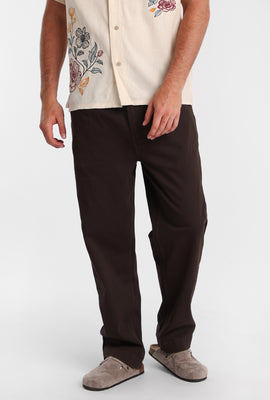 Loose Twill Pleated Pants