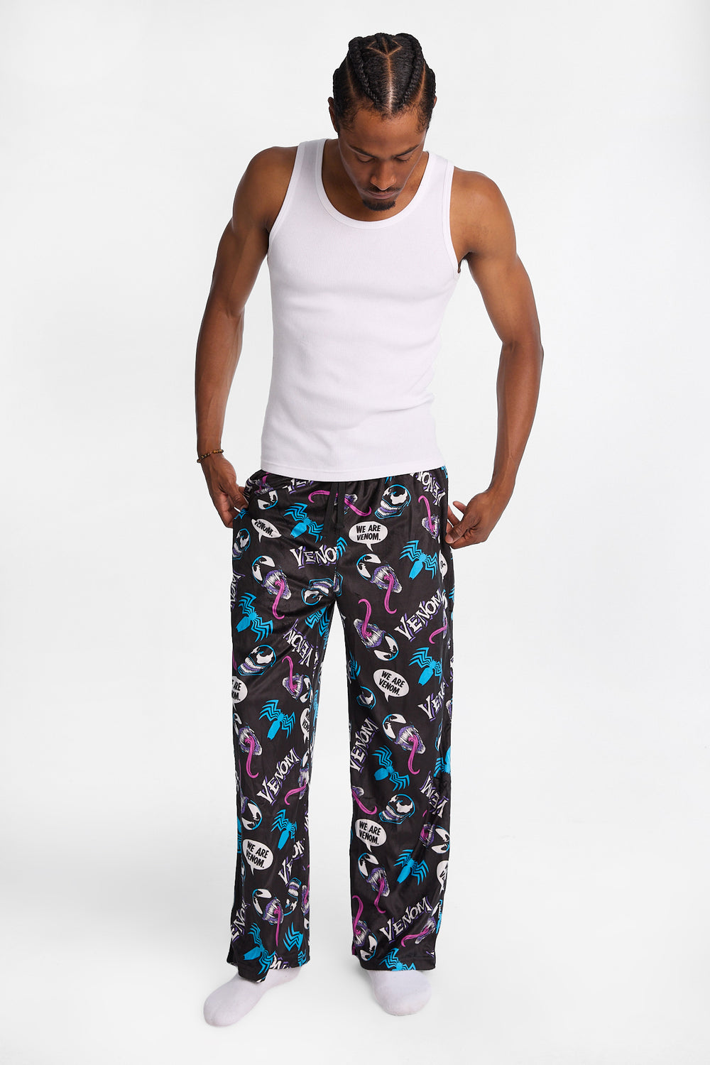 Pantalon pyjama en molleton soyeux imprimé Venom Pantalon pyjama en molleton soyeux imprimé Venom