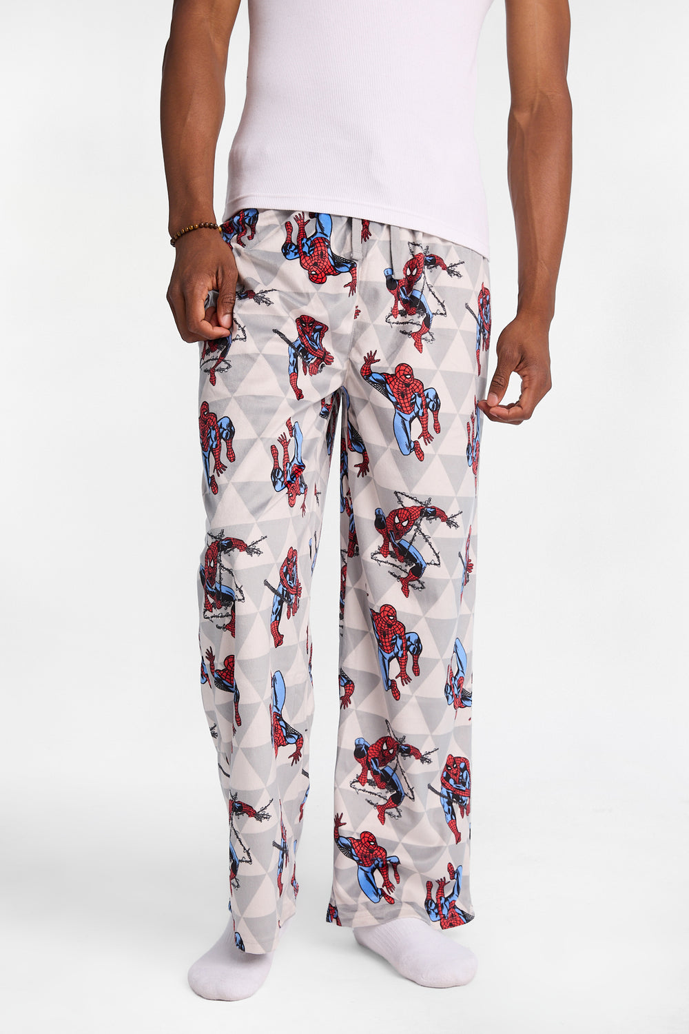Pantalon pyjama en molleton soyeux imprimé toile Spider-Man Pantalon pyjama en molleton soyeux imprimé toile Spider-Man