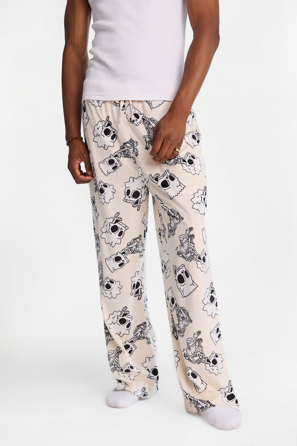 Pantalon pyjama en molleton soyeux imprimé squelettes The Simpsons Pantalon pyjama en molleton soyeux imprimé squelettes The Simpsons