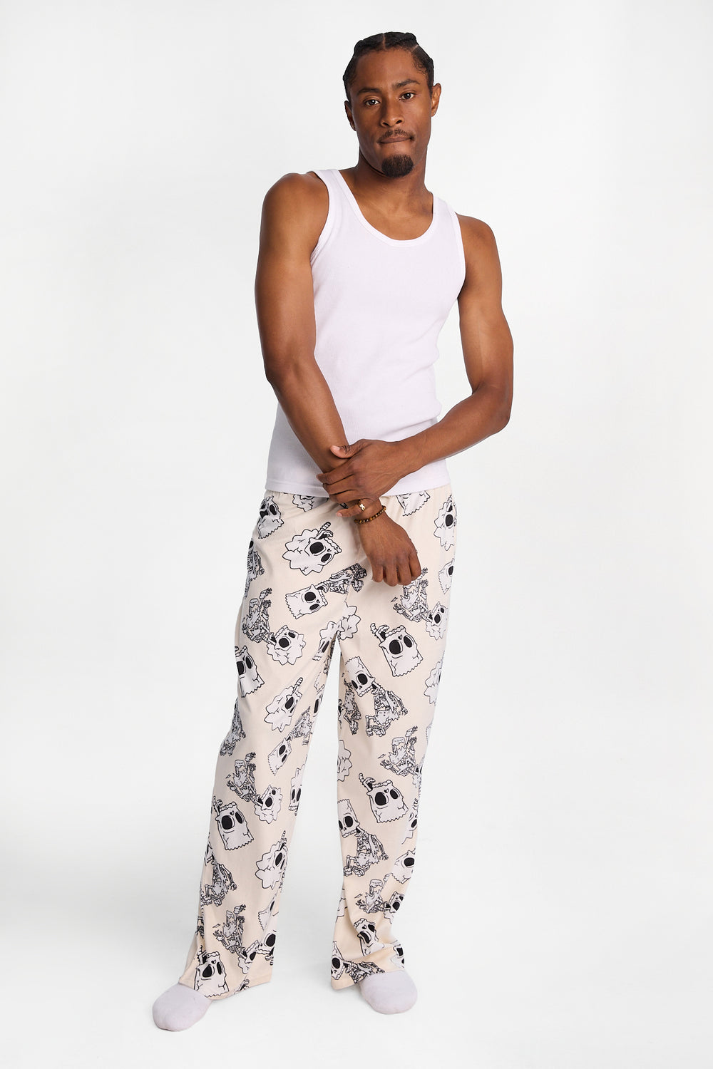 Pantalon pyjama en molleton soyeux imprimé squelettes The Simpsons Pantalon pyjama en molleton soyeux imprimé squelettes The Simpsons