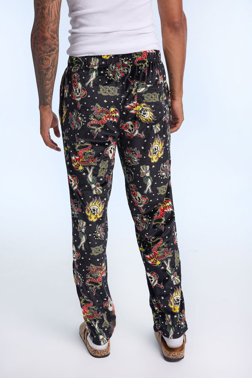 Mens Tattoo Graphic Plush Pajama Pant Mens Tattoo Graphic Plush Pajama Pant