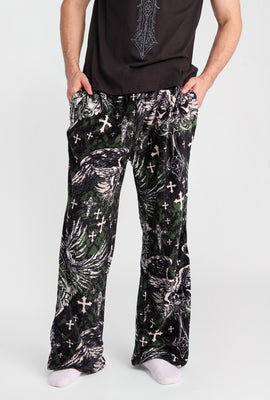 Pantalon de pyjama à imprimé de crânes ailés Arsenic