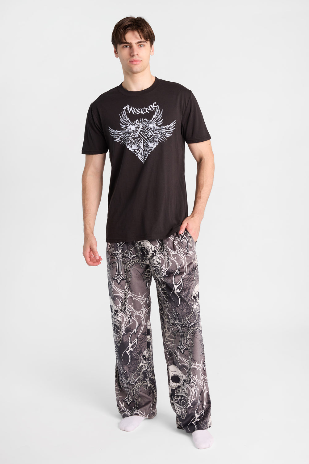 Pantalon de pyjama à imprimé de crânes Arsenic Pantalon de pyjama à imprimé de crânes Arsenic