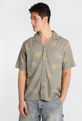 Floral Print Short Sleeve Button-Up Shirt