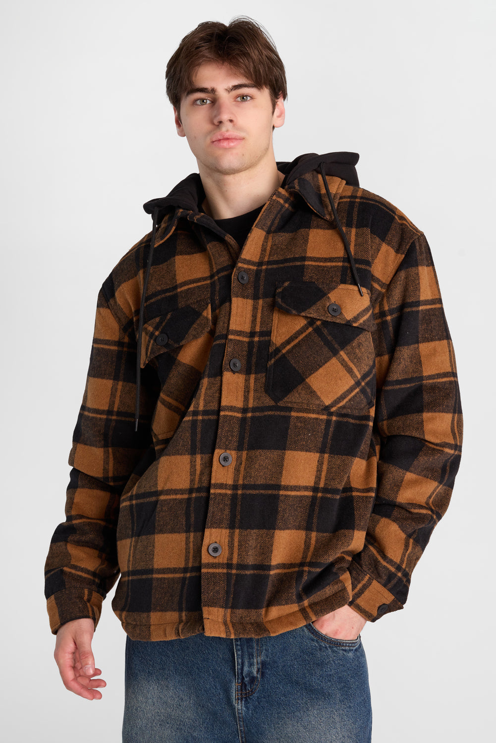 North Western Hooded Flannel Shacket North Western Hooded Flannel Shacket